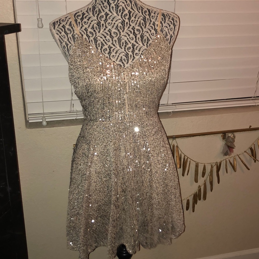 Lulus sequin fit n flare mini dress